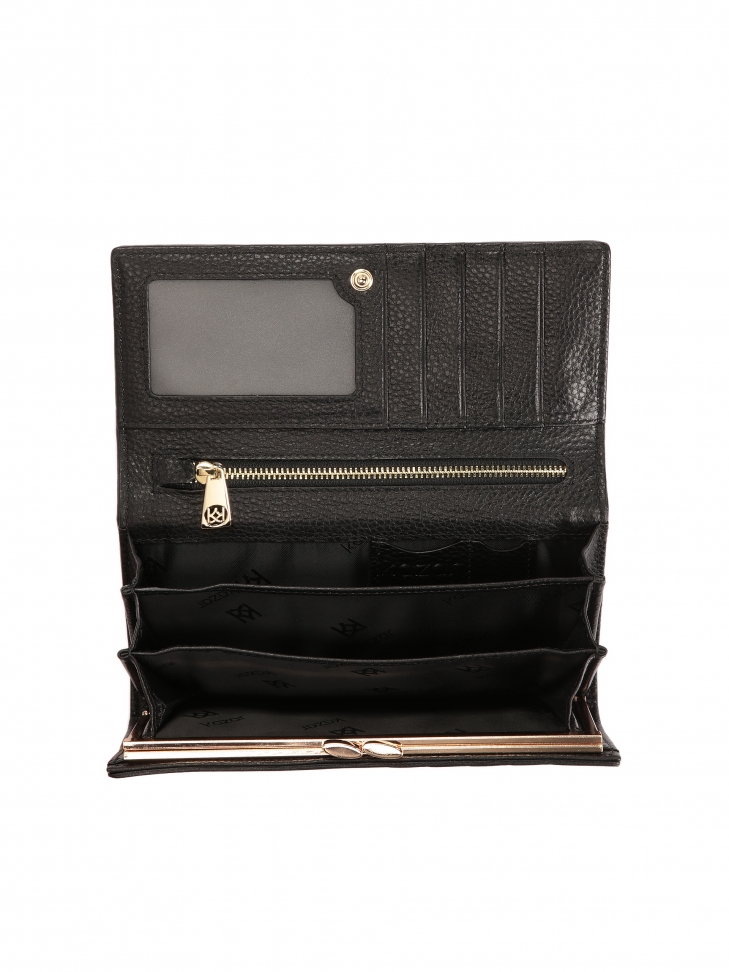 Large leather wallet with fine quilting JOLENE