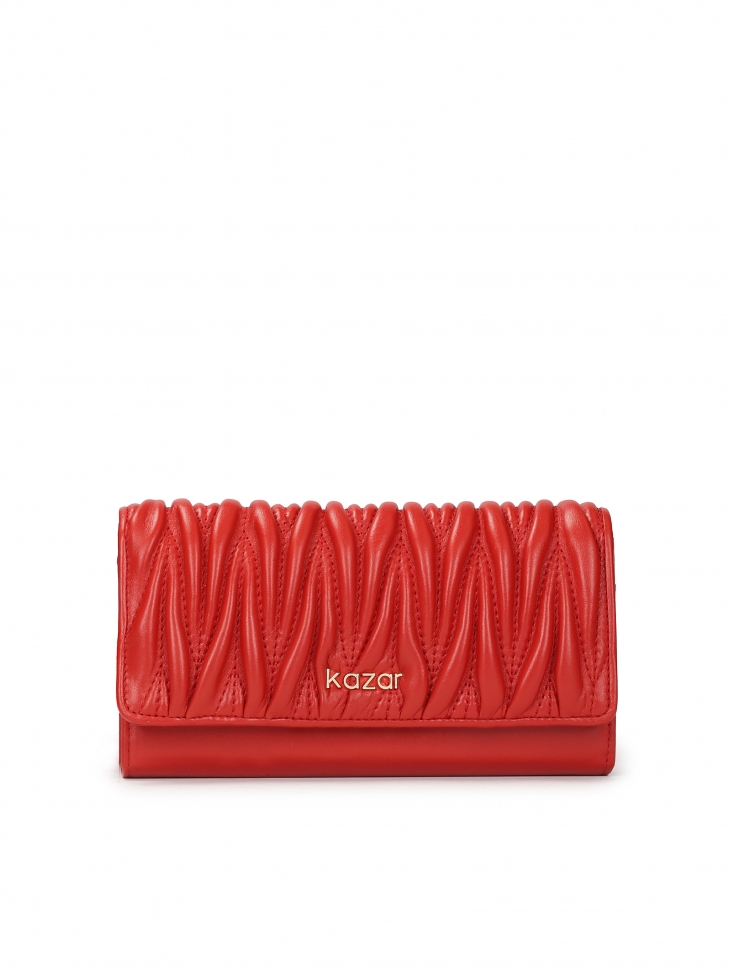 Quilted red wallet with roomy interior JOLENE
