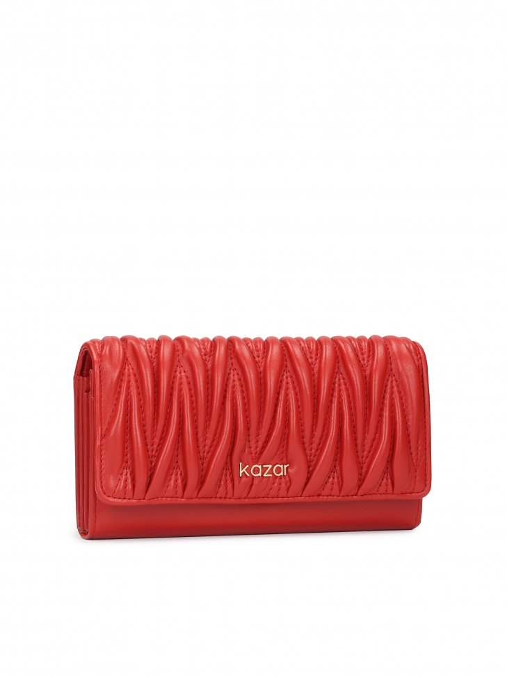 Quilted red wallet with roomy interior JOLENE