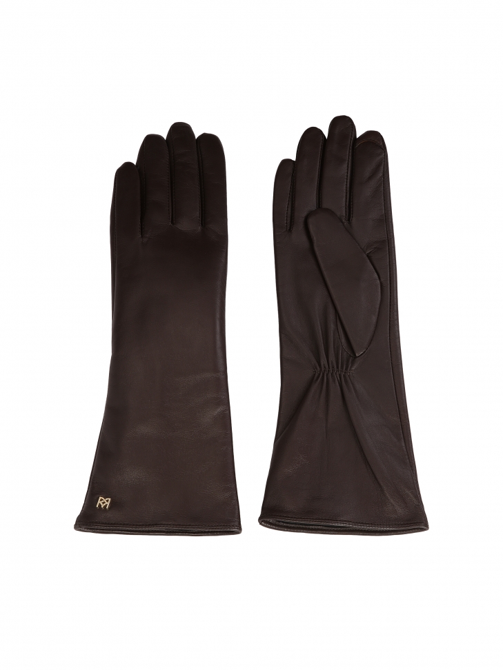 Long dark brown monogrammed gloves from KAZAR SENECA