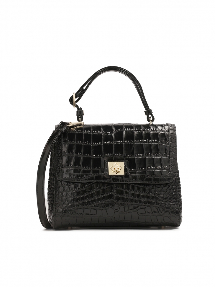 Black embossed leather bag LEAN