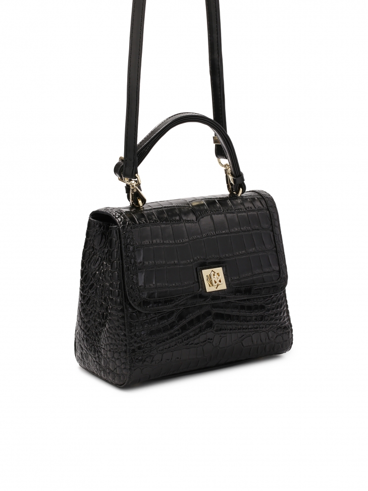 Black embossed leather bag LEAN
