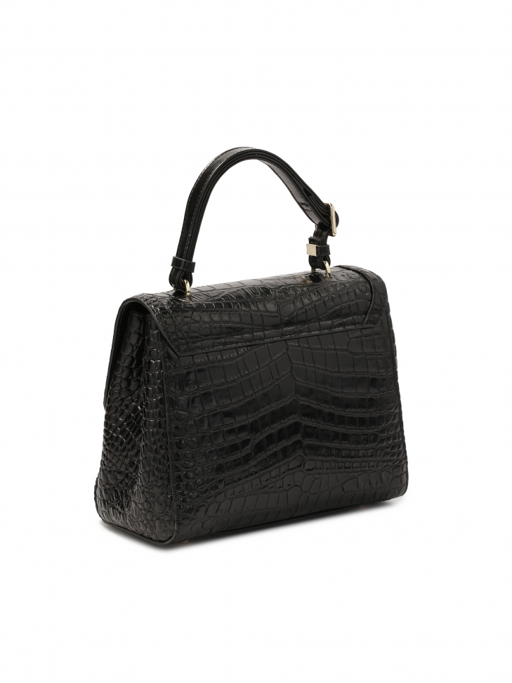 Black embossed leather bag LEAN
