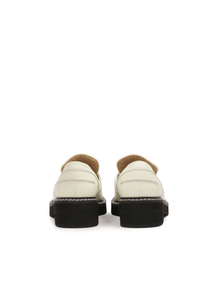 Off-white leather loafers with black sole IVETTE