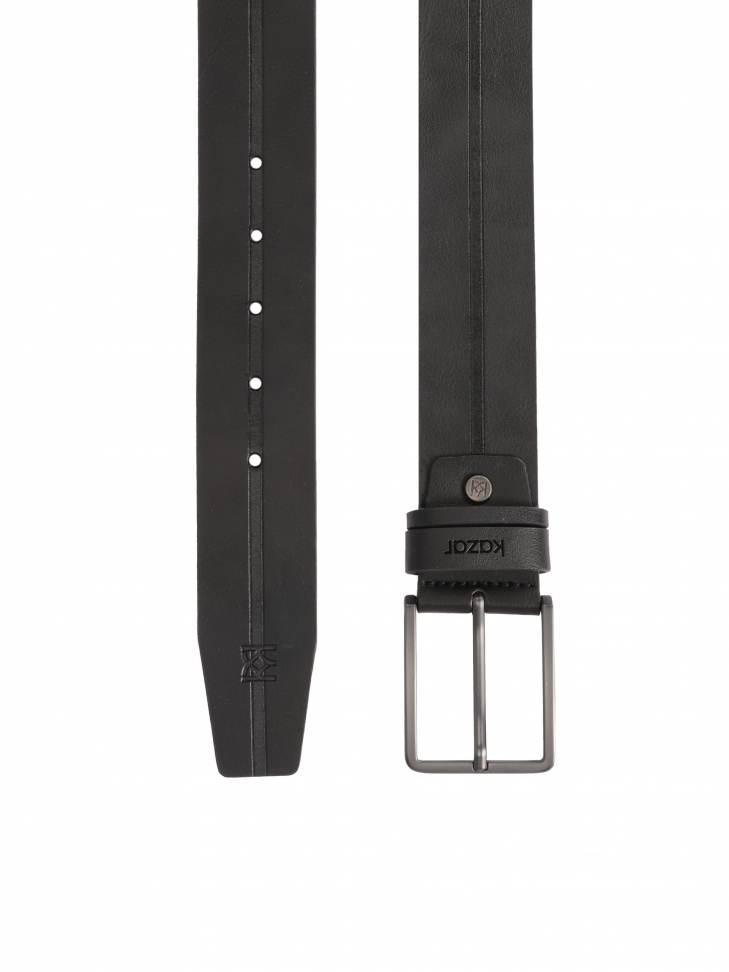 Black decorated belt with matte buckle MATTHEUSS
