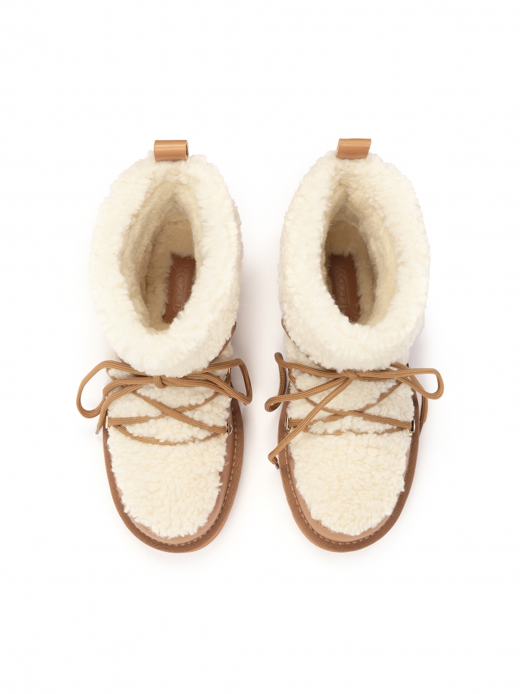 Brown and cream women's snow boots ZULA