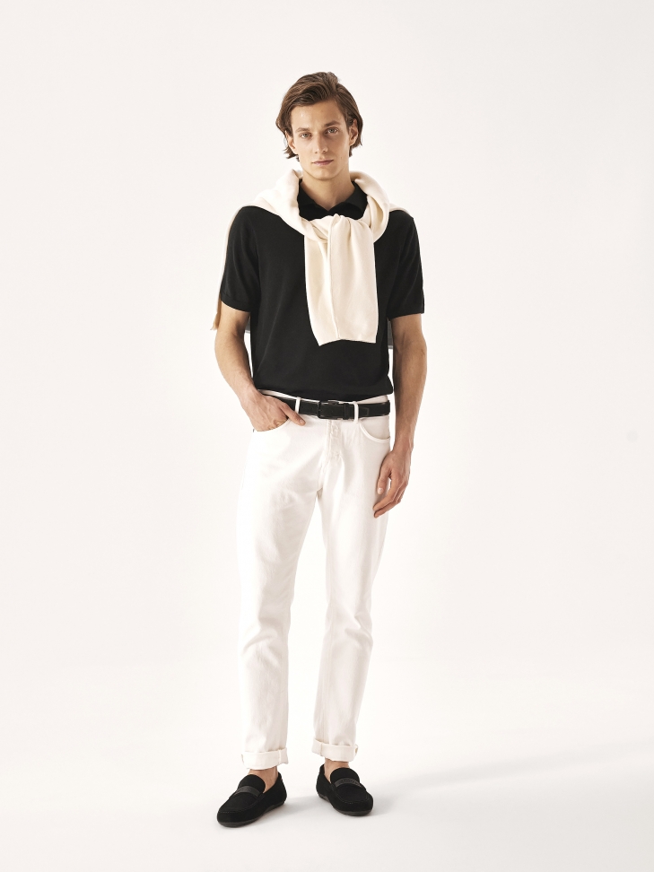 Casual black nubuck and grain leather belt  JEREMIUS