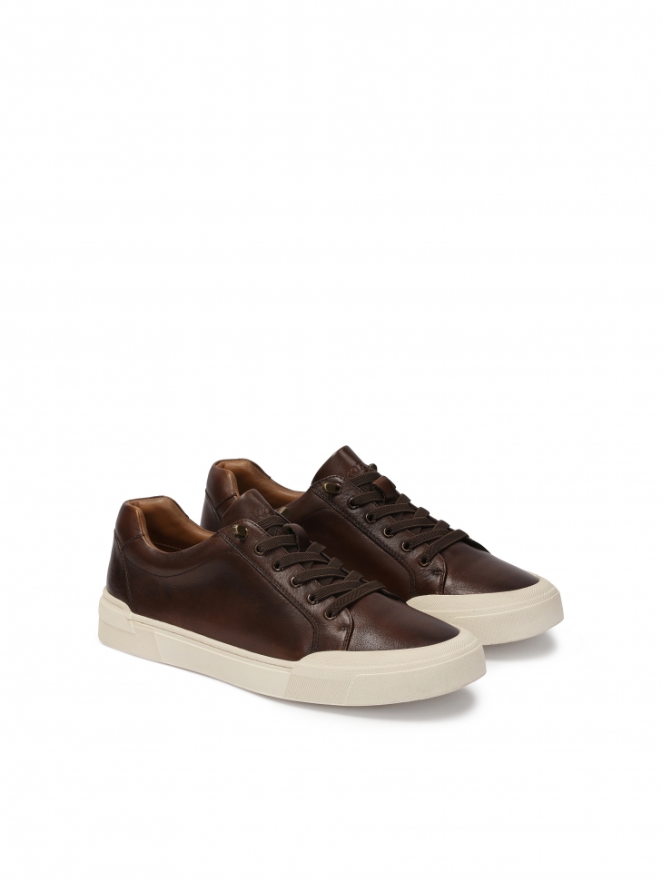 Brown leather men's sneakers RAFAC