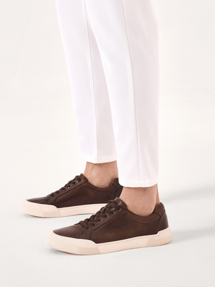Brown leather men's sneakers RAFAC