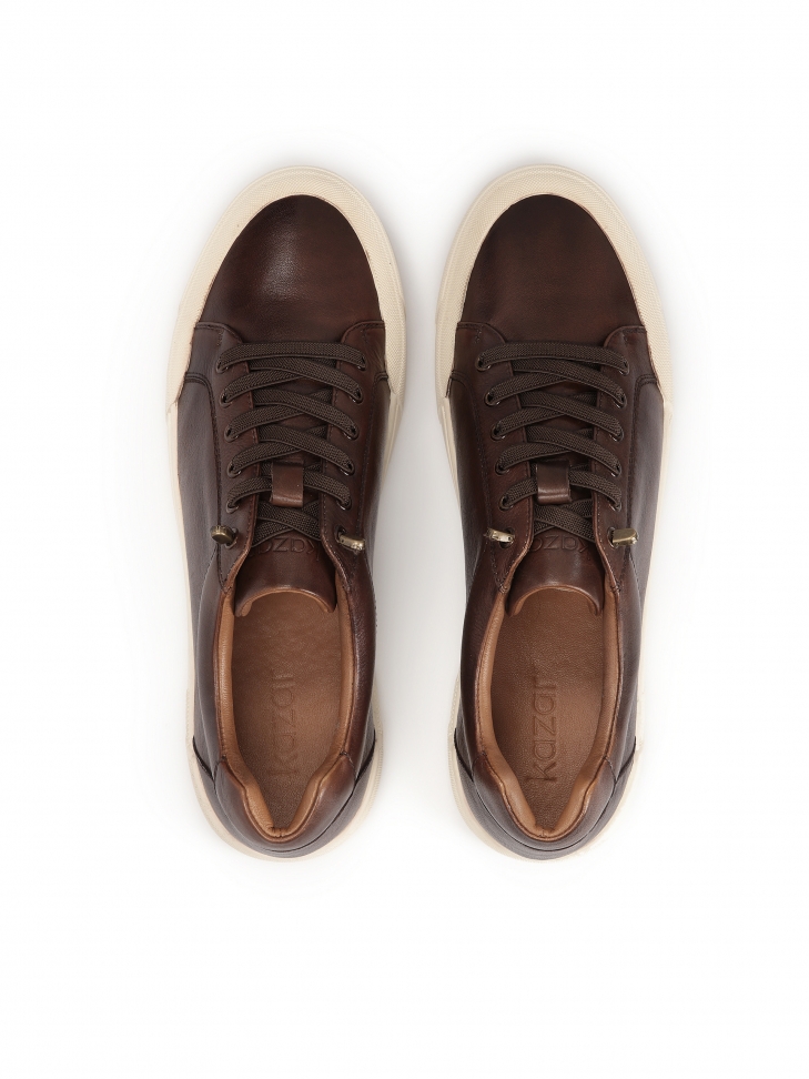 Brown leather men's sneakers RAFAC