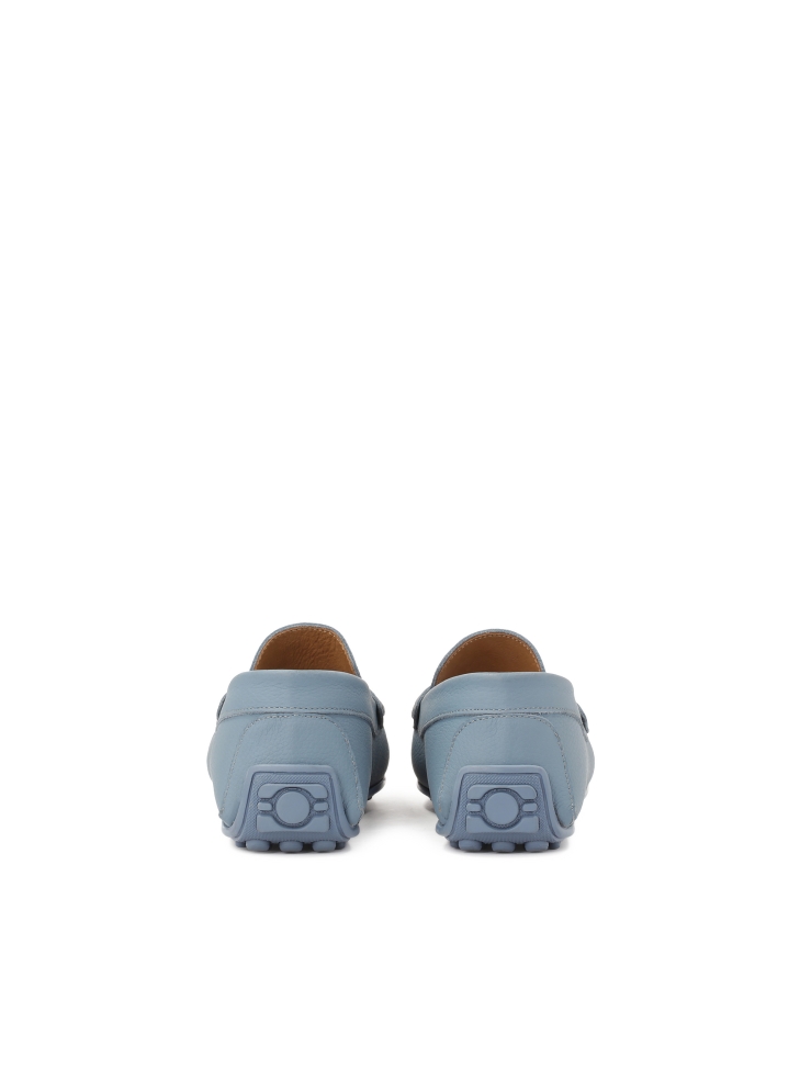 Blue men's leather moccasins TYODOR