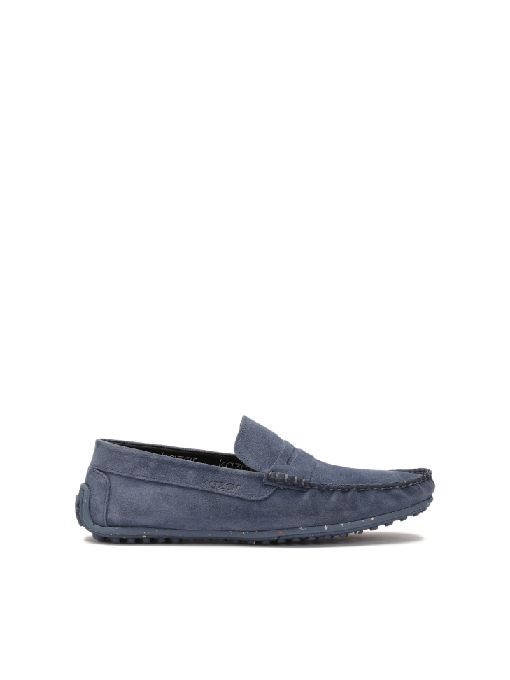 Blue suede moccasins on a studded rubber sole  TYODOR