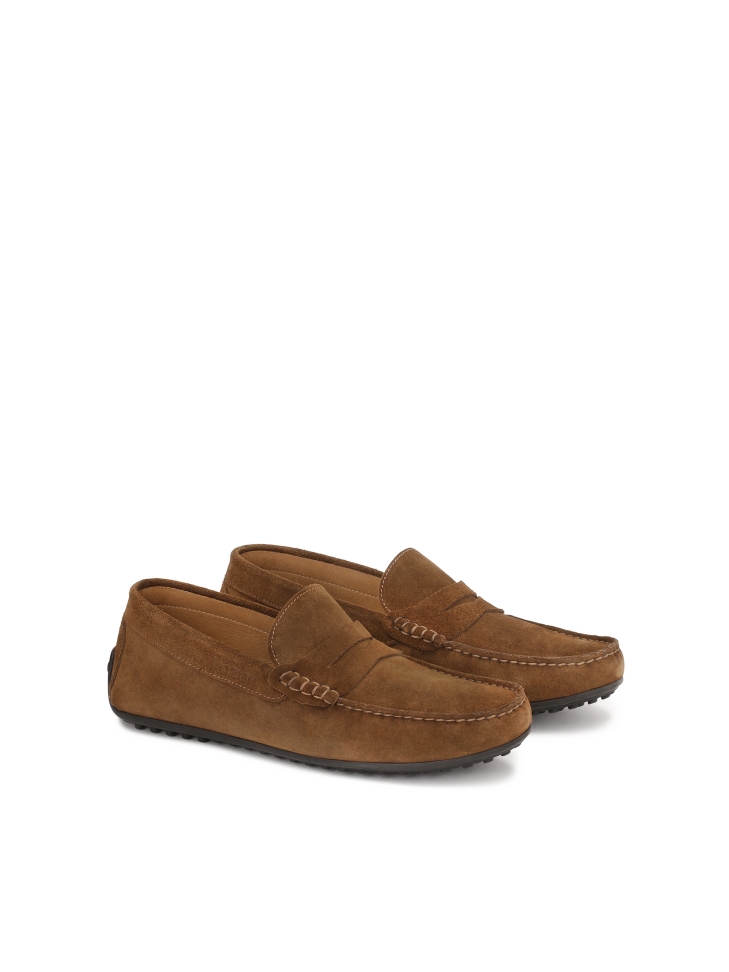Brown suede moccasins on a comfortable sole  TYODOR 