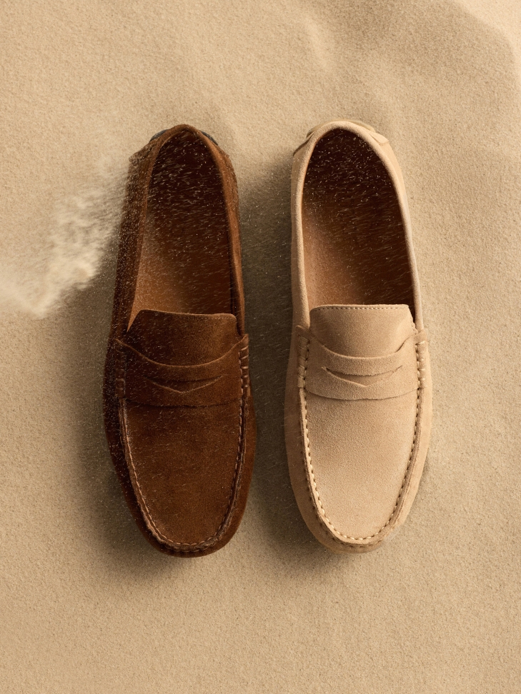 Brown suede moccasins on a comfortable sole  TYODOR 