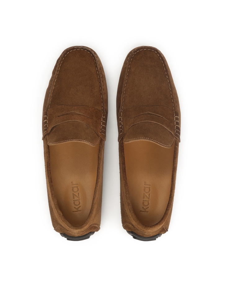 Brown suede moccasins on a comfortable sole  TYODOR 