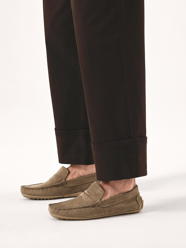 U-stitched suede moccasins TYODOR