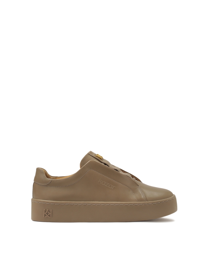 Sneakers in taupe color with decorated tongue MALIA