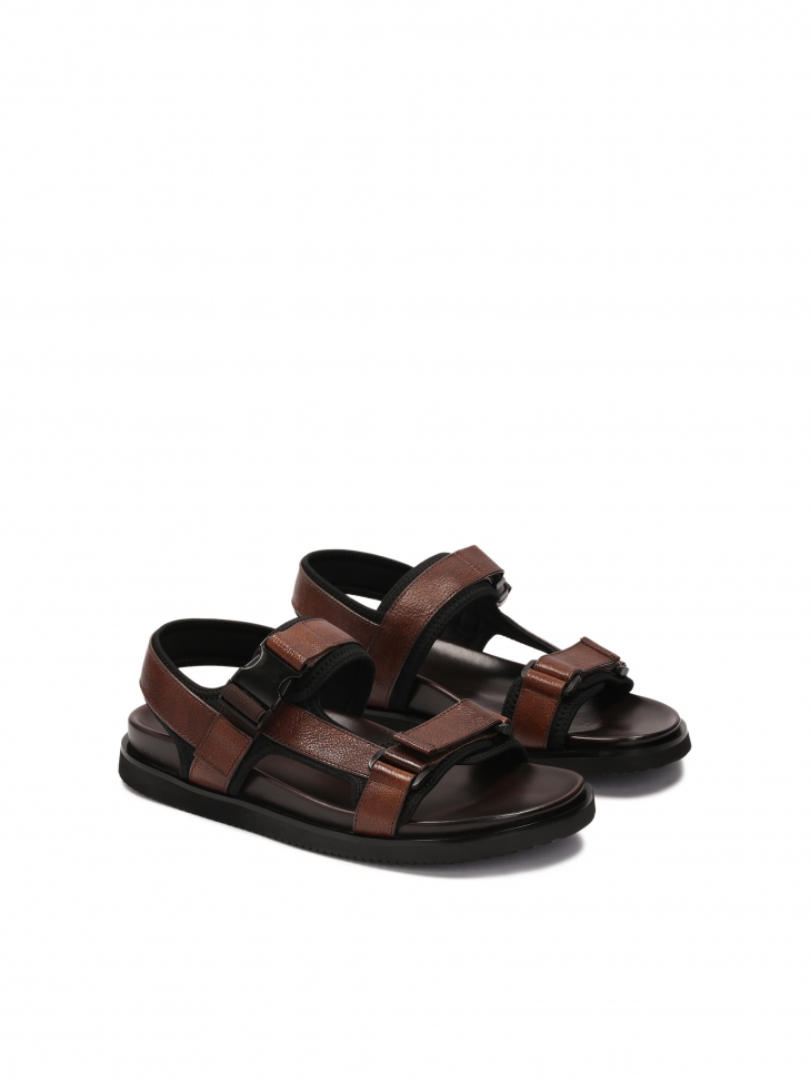 Comfortable leather sandals in brown color  LUDVIC