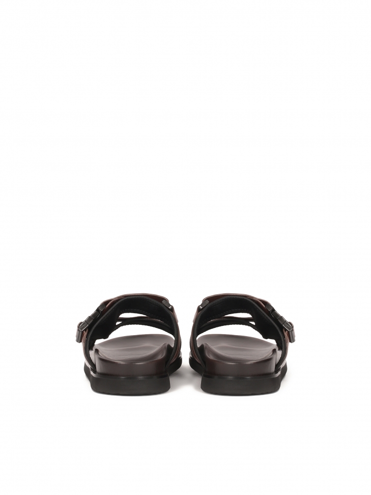 Brown leather slides LUDVIC