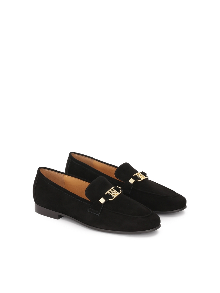 Black suede loafers with metal embellishment HONORINE