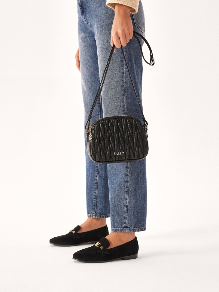 Black suede loafers with metal embellishment HONORINE