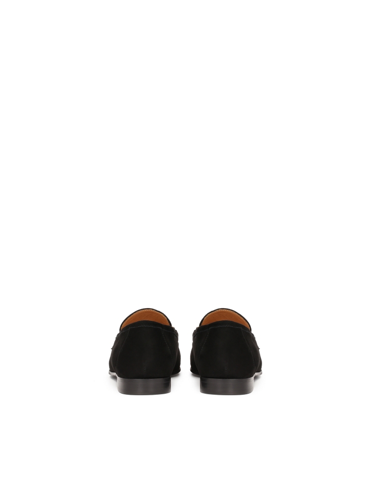 Black suede loafers with metal embellishment HONORINE