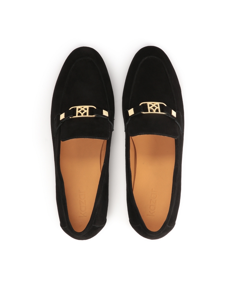 Black suede loafers with metal embellishment HONORINE