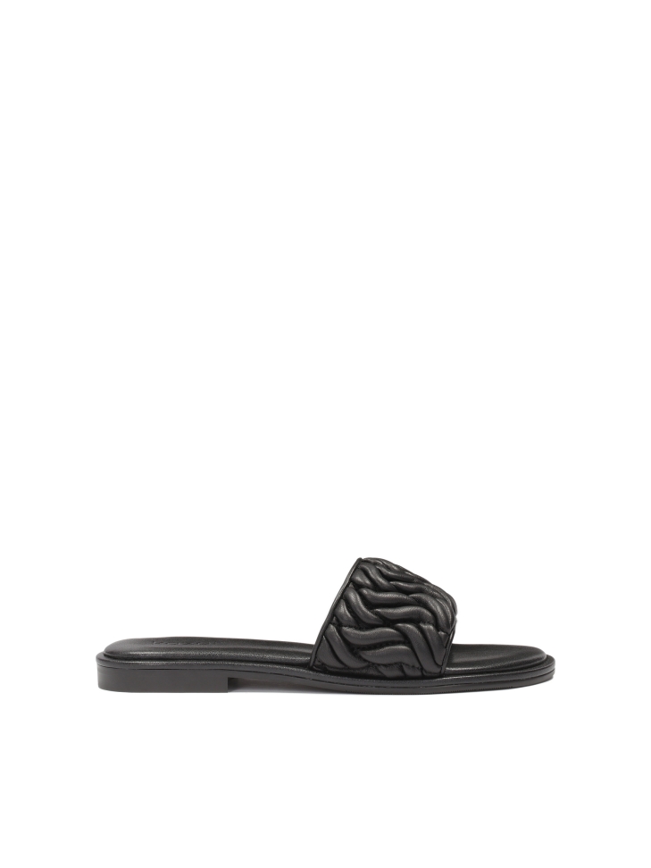 Black leather slides with crinkle strap JOVITE