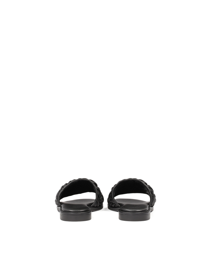 Black leather slides with crinkle strap JOVITE
