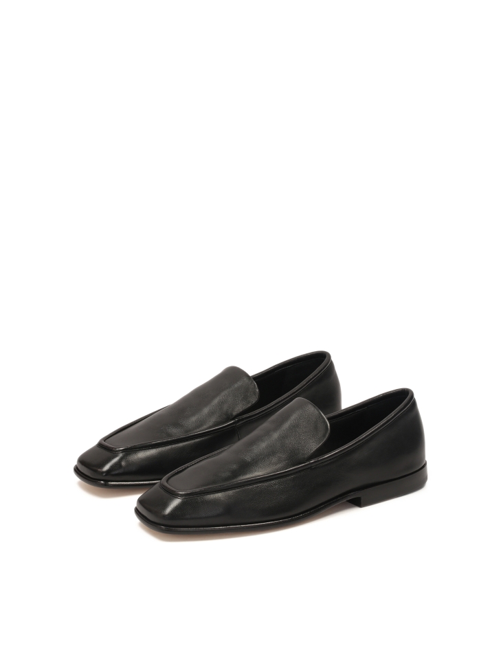 Minimalist black loafers in full grain leather CARMEN
