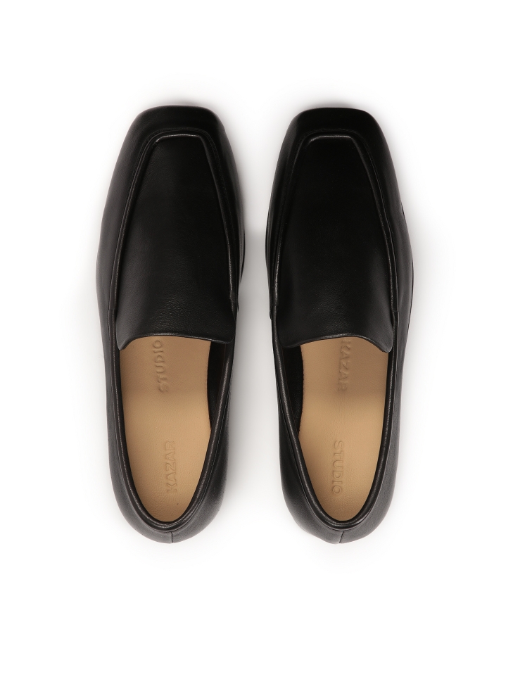 Minimalist black loafers in full grain leather CARMEN