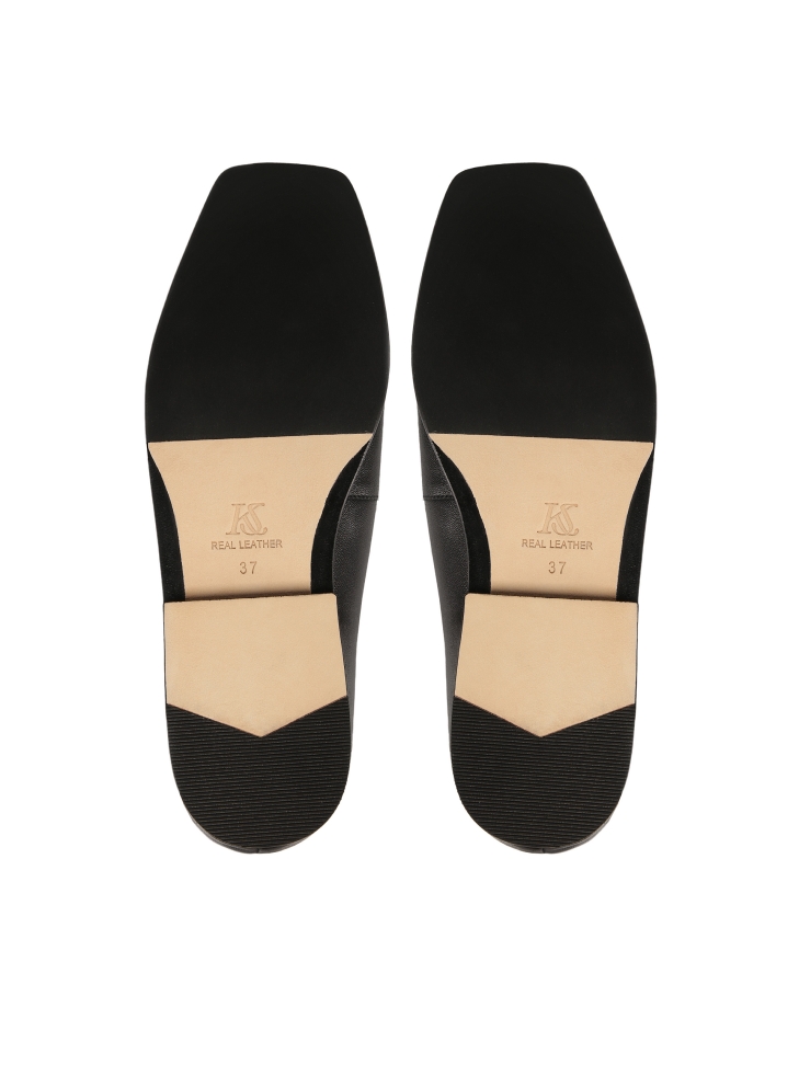 Minimalist black loafers in full grain leather CARMEN