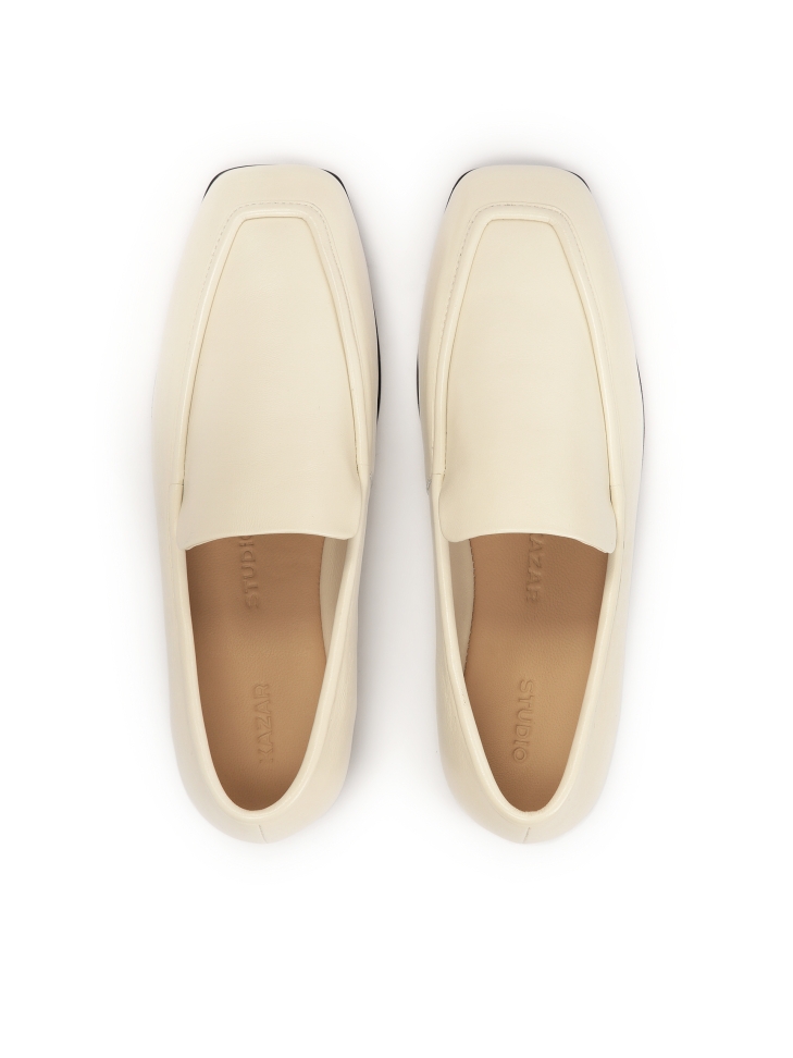 White leather loafers with black sole CARMEN