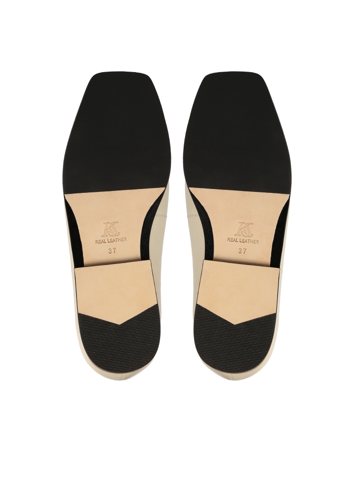 White leather loafers with black sole CARMEN