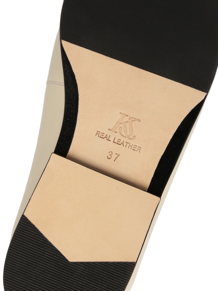 White leather loafers with black sole CARMEN