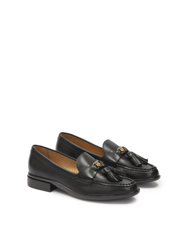 Leather shoes on a flat sole decorated with hooks  CERVIA