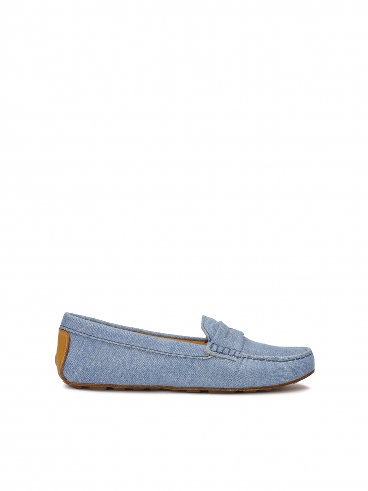 Blue denim fabric moccasins APRICOT