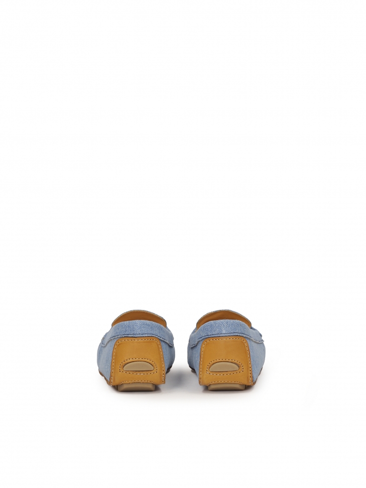 Blue denim fabric moccasins APRICOT