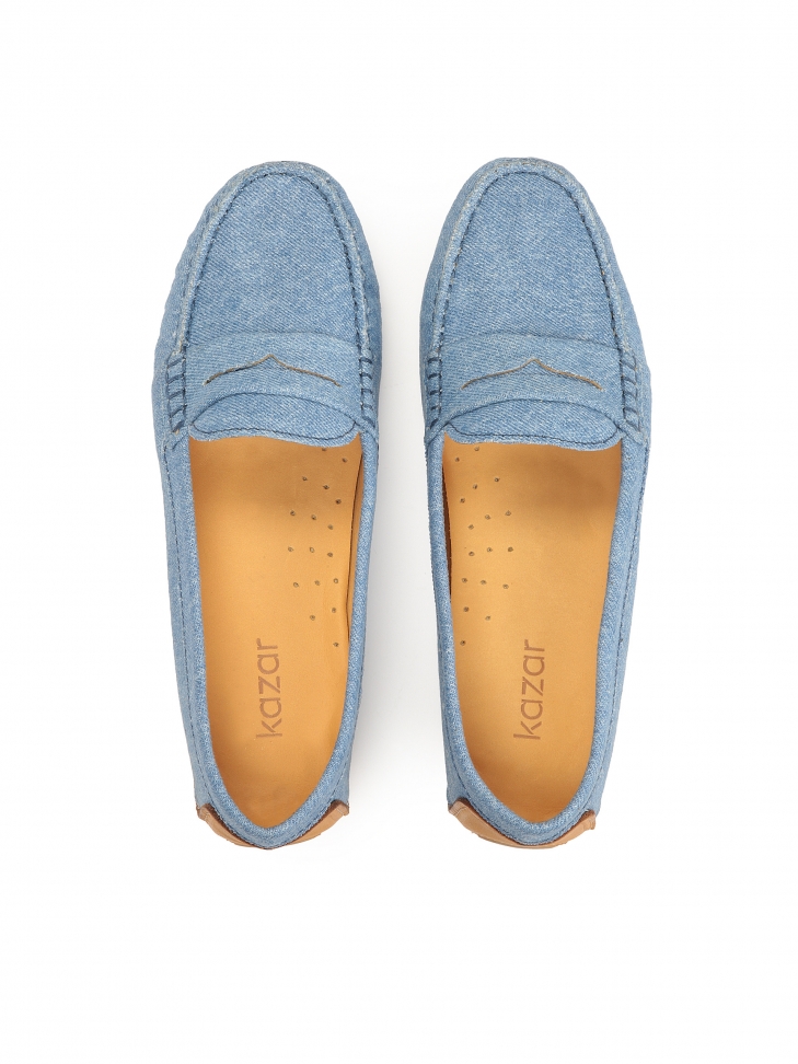 Blue denim fabric moccasins APRICOT