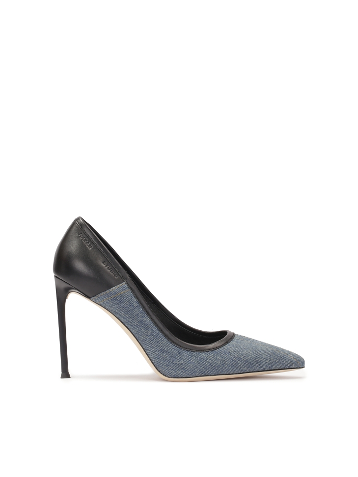 Blue-black combined material pumps NAOMI