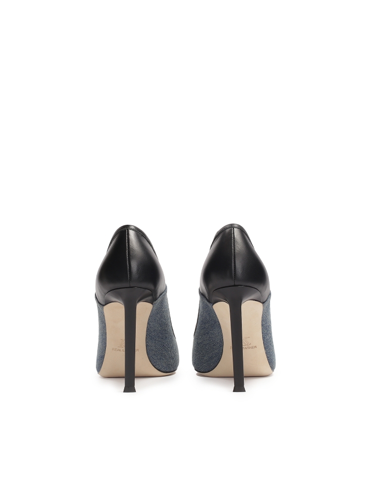 Blue-black combined material pumps NAOMI