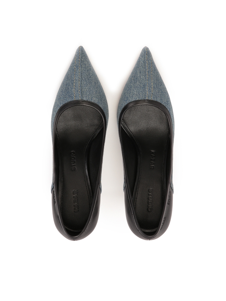 Blue-black combined material pumps NAOMI