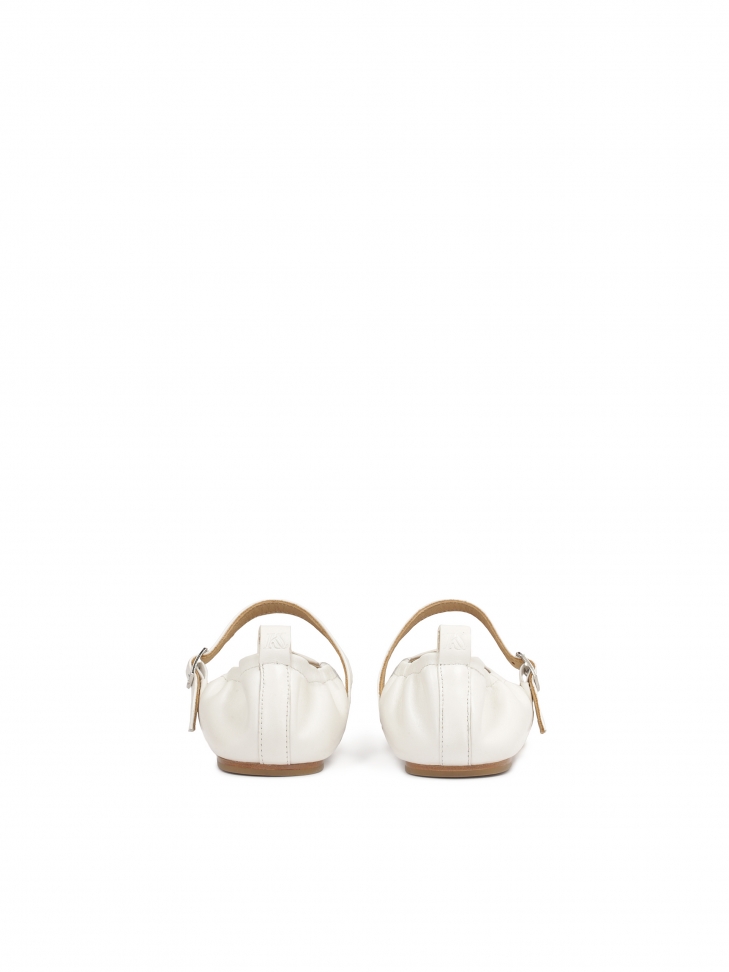 White leather ballerinas with strap  LETICIA