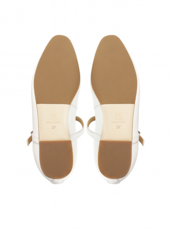 White leather ballerinas with strap  LETICIA