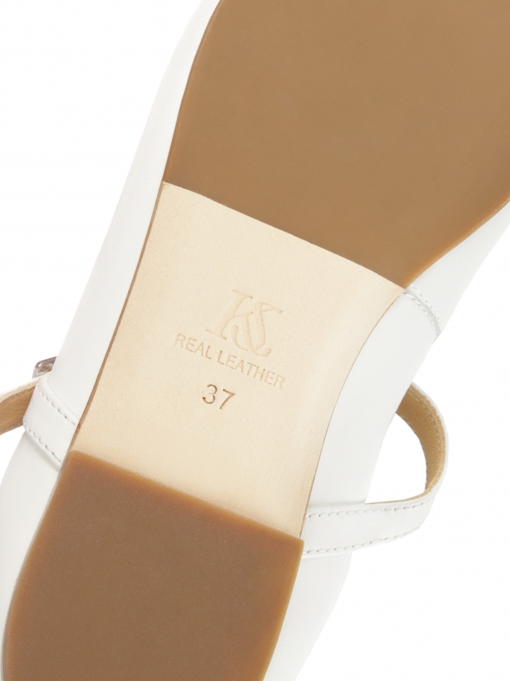 White leather ballerinas with strap  LETICIA