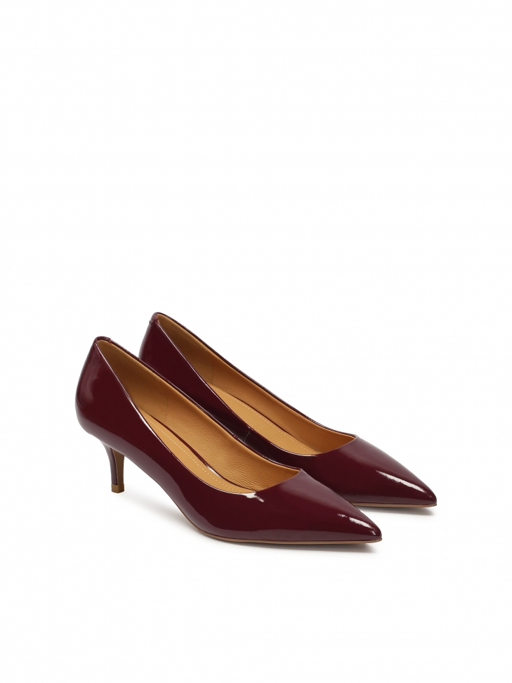 Maroon low pumps in patent leather ZOE