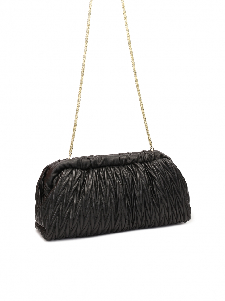 Black clutch bag with quilted pattern EVENING