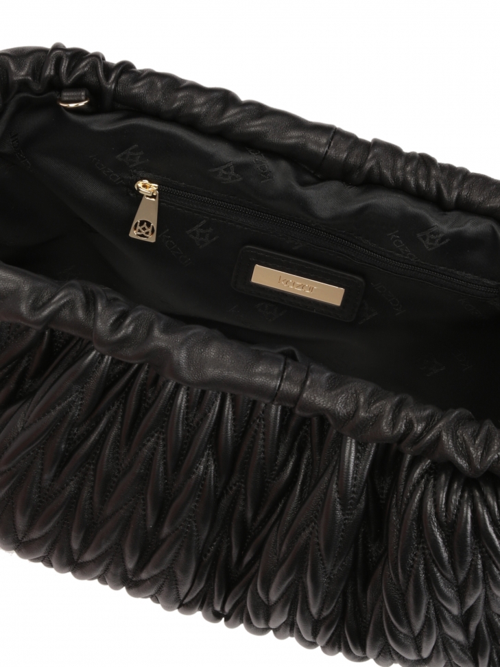 Black clutch bag with quilted pattern EVENING