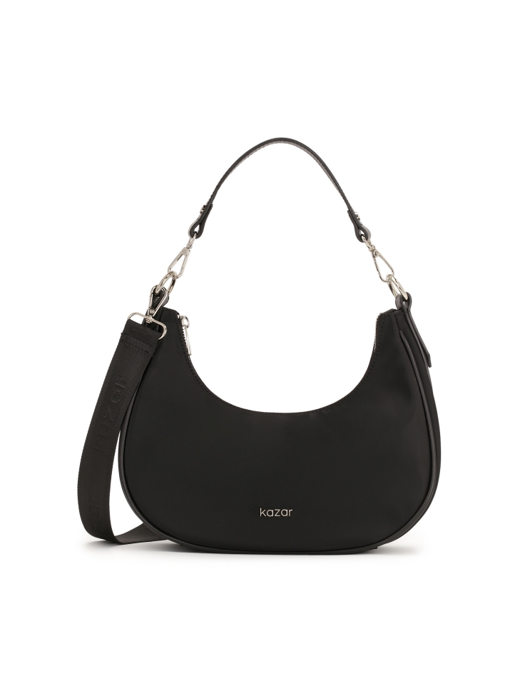 Black textile bag in the shape of a croissant ROSALINA