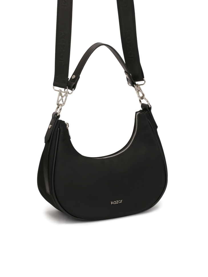 Black textile bag in the shape of a croissant ROSALINA